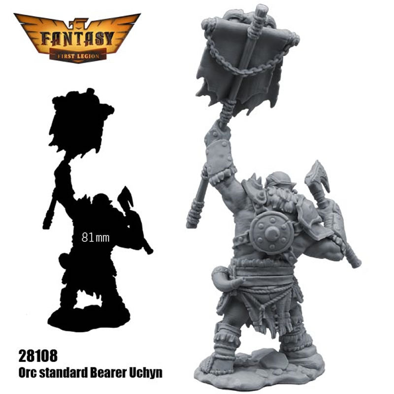 FLM28108 Orc Standard Bearer Uchyn Figure Kit 28mm Heroic Scale Miniature Unpainted 4th Image