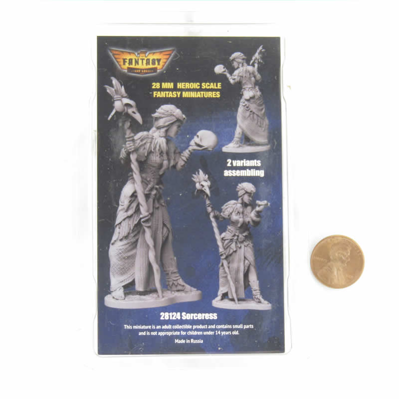 FLM28124 Sorceress Figure Kit 28mm Heroic Scale Miniature Unpainted 3rd Image