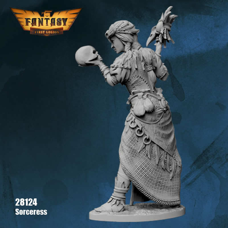 FLM28124 Sorceress Figure Kit 28mm Heroic Scale Miniature Unpainted 4th Image