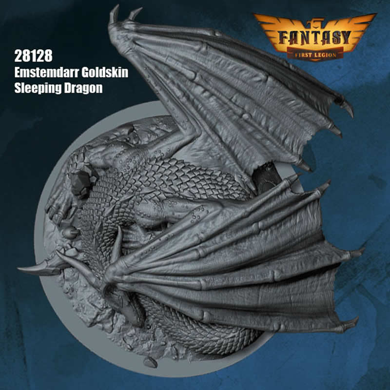 FLM28128 Estemdarr Goldskin Sleeping Dragon Figure Kit 28mm Heroic Scale Miniature Unpainted 3rd Image