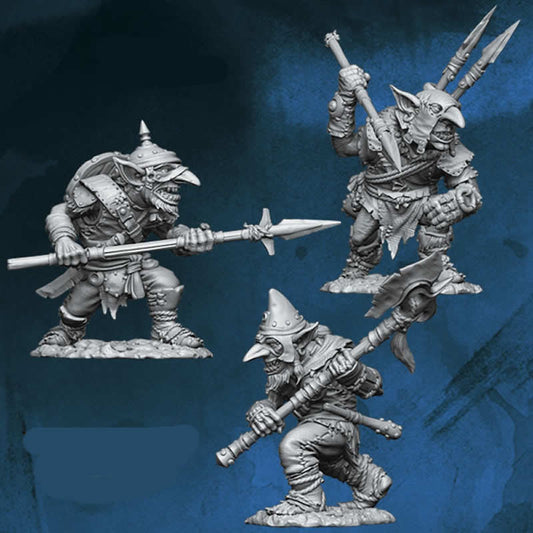 FLM28GOB04 Goblin Warriors 3 Different Goblins Figure Kit 28mm Heroic Scale Miniature Unpainted Main Image
