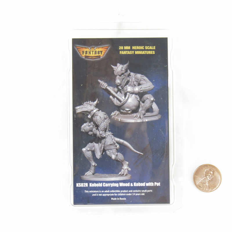 FLMKS02R Kobold Carrying Wood and Kobold with Pot Figure Kit 28mm Heroic Scale Miniature Unpainted 3rd Image