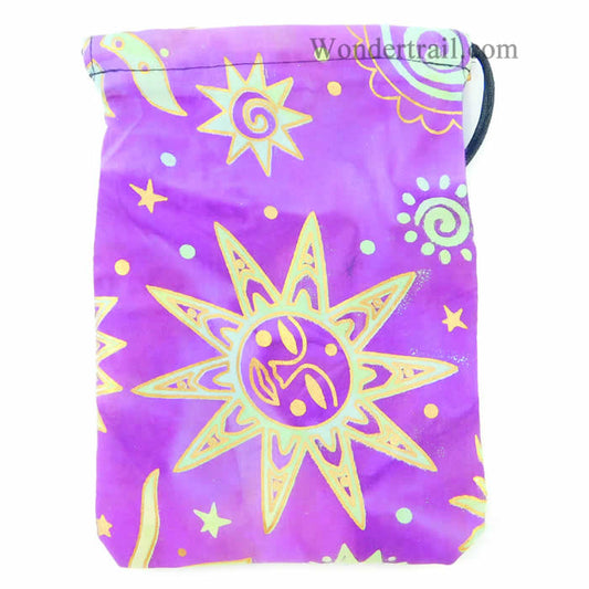 GHGCB1024 Golden Suns Dice Bag 7inx5in Drawstring Gallant Hands Gamers Gear Main Image