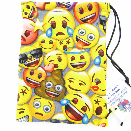 GHGCB1032 Emoji Dice Bag Cotton 7inx5in Drawstring Main Image