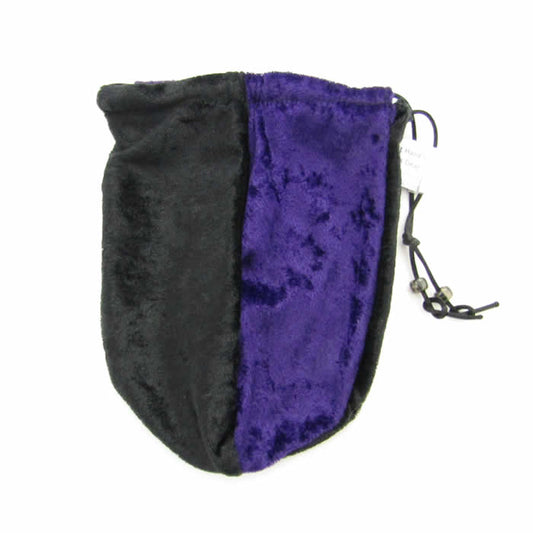 GHGVB4008 Purple and Black Velvet Dice Bag 7inx5in Drawstring Main Image