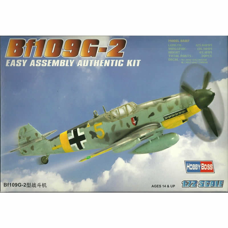 HBM80223 BF-109G2 Messerschmitt 1/72 Scale Plastic Model Kit Hobby Boss Main Image