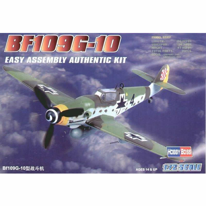 HBM80227 BF-109G 10 Messerschmitt 1/72 Scale Plastic Model Kit Hobby Boss Main Image