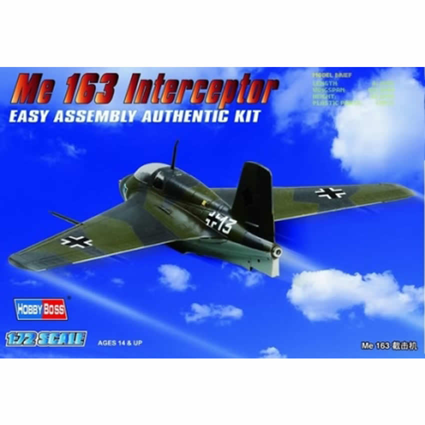 HBM80238 ME163 Interceptor 1/72 Scale Plastic Model Kit Hobby Boss Main Image