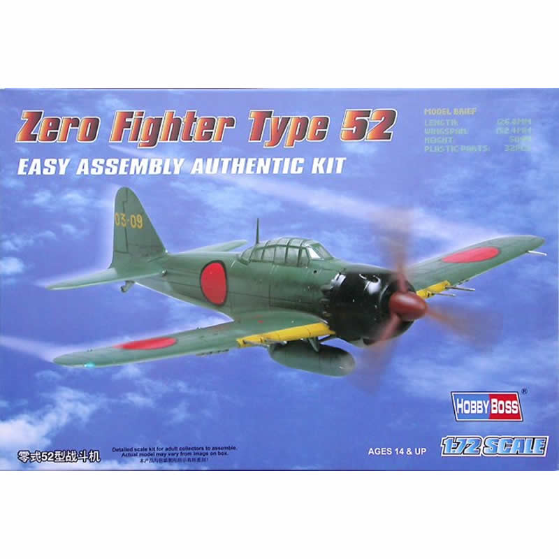 HBM80241 Zero Type 52 1/72 Scale Plastic Model Kit Hobby Boss Main Image