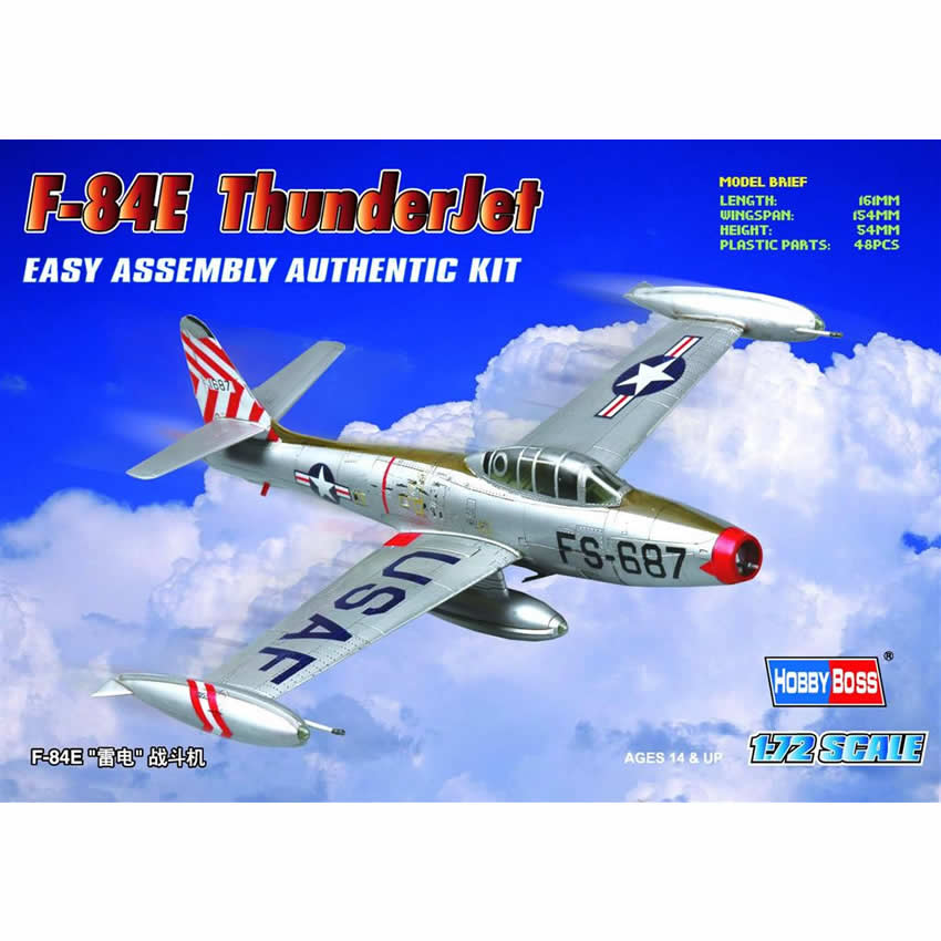 HBM80246 F-84E Thunderjet 1/72 Scale Plastic Model Kit Hobby Boss Main Image