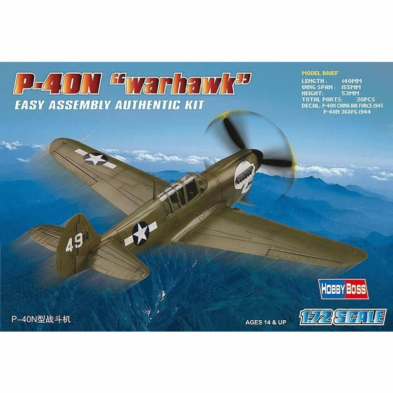 HBM80252 P40N Warhawk 1/72 Scale Plastic Model Kit Hobby Boss Main Image