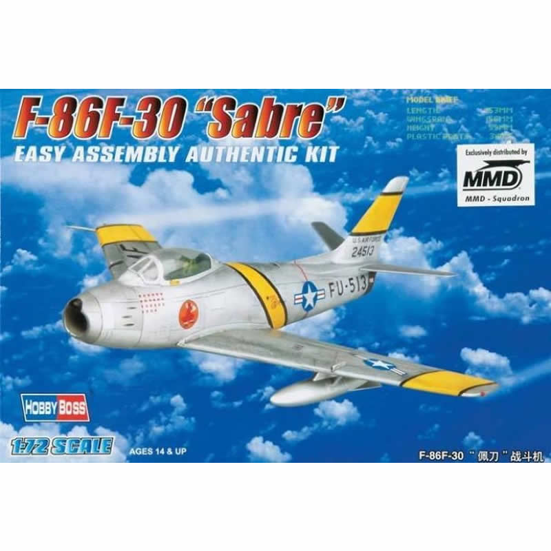 HBM80258 F-86F-30 Sabre 1/72 Scale Plastic Model Kit Hobby Boss Main Image