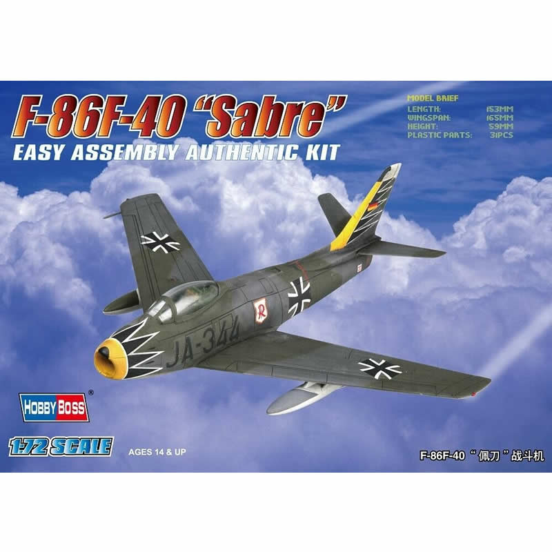 HBM80259 F-86F-40 Sabre 1/72 Scale Plastic Model Kit Hobby Boss 3rd Image