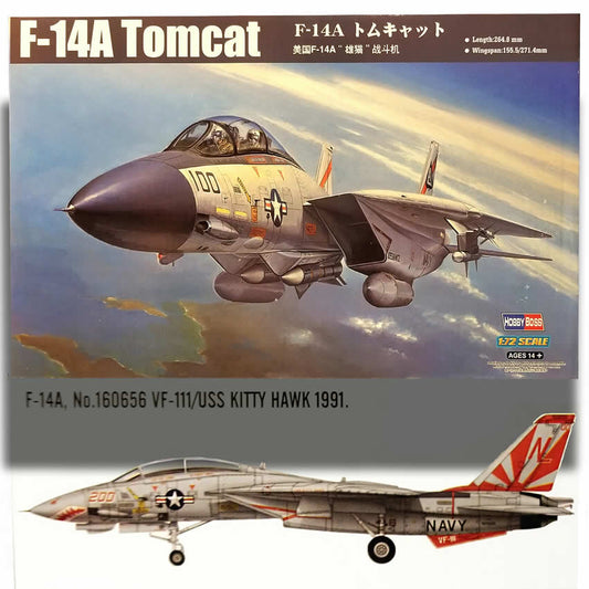 HBM80276 F-14A Tomcat 1/72 Scale Plastic Model Kit Hobby Boss Main Image