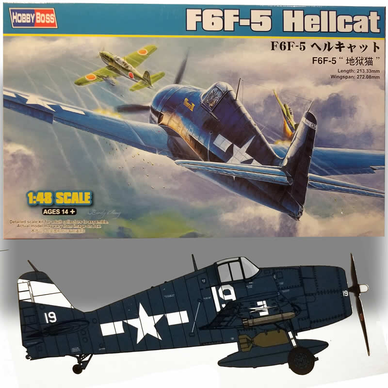 HBM80339 F6F-5 Hellcat 1/48 Scale Plastic Model Kit Hobby Boss Main Image