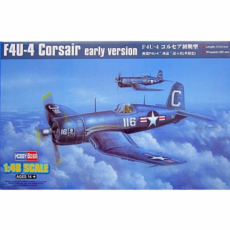 HBM80386 F4U-4 Corsair Early Version 1/48 Scale Plastic Model Kit Hobby Boss Main Image