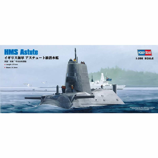 HBM83509 HMS Astute Royal Navy 1/350 Scale Plastic Model Kit Hobby Boss Main Image