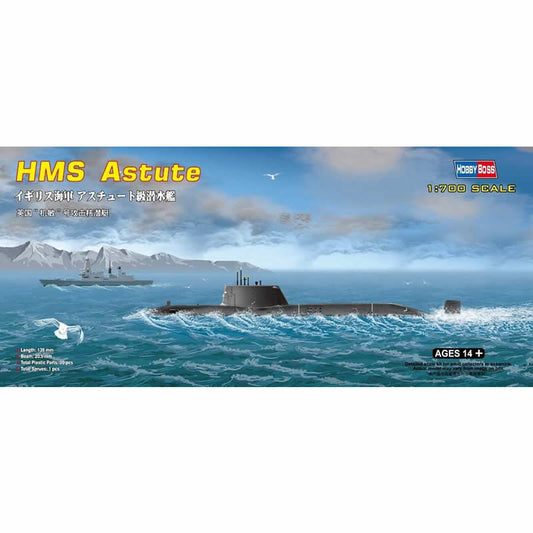 HBM87022 Royal Navy HMS Astute 1/700 Scale Plastic Model Kit Hobby Boss Main Image
