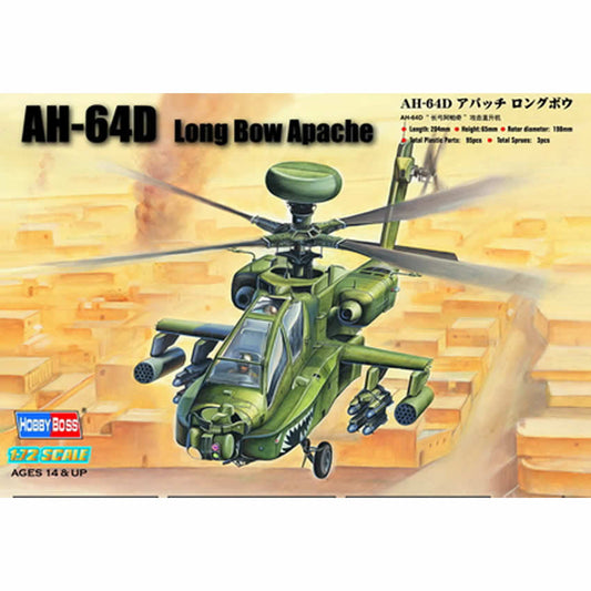 HBM87219 AH-64D Apache 1/72 Scale Plastic Model Kit Hobby Boss Main Image
