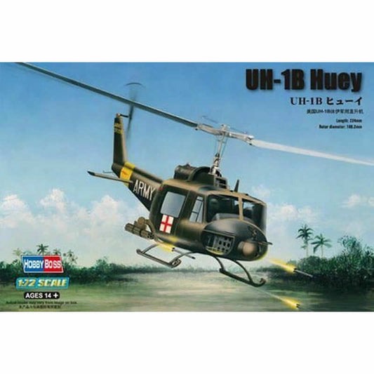 HBM87228 Huey UH-1B Helicopter 1/72 Scale Plastic Model Kit Hobby Boss Main Image