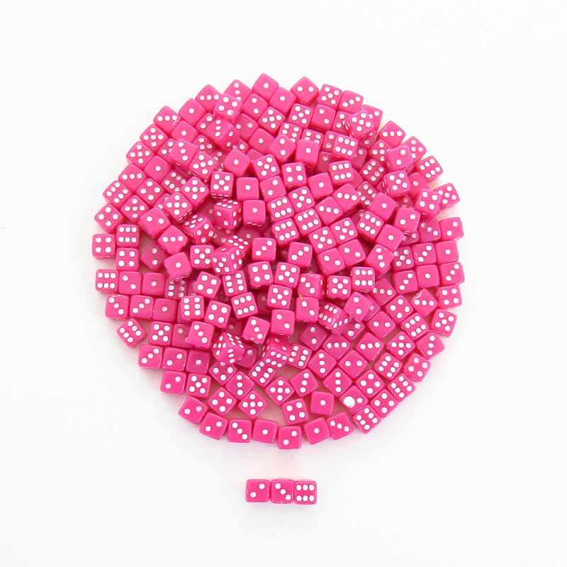 KOP00647 Pink Opaque Dice with White Pips D6 5mm (13/64in) Pack of 250 Main Image