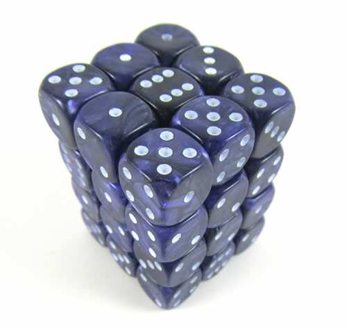 KOP01788 Purple Pearl Dice with White Pips D6 12mm (1/2in) Pack of 36 Main Image