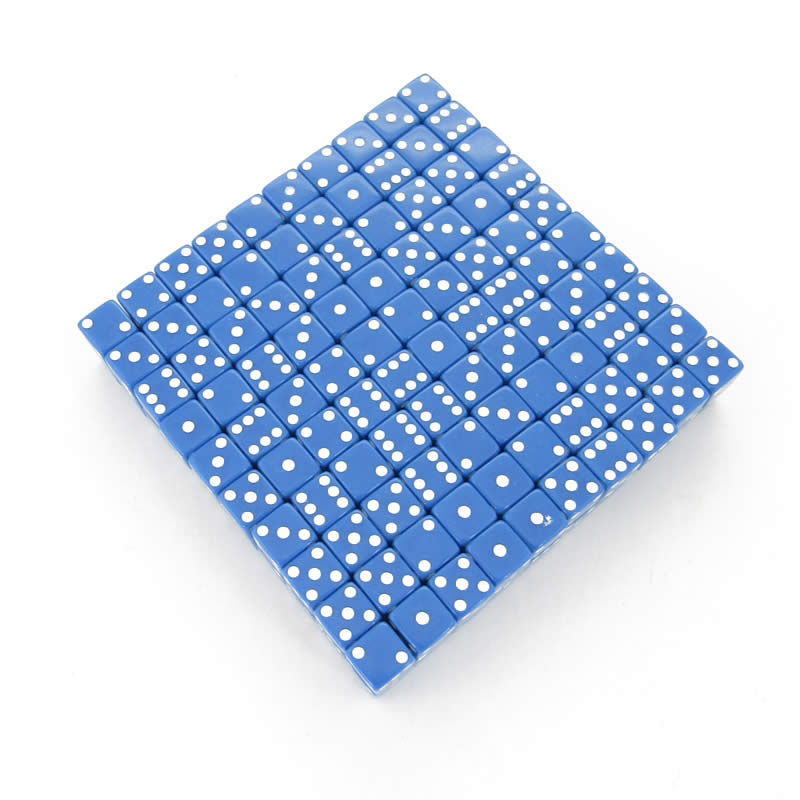 KOP01817 Blue Opaque Dice White Pips D6 12mm (1/2in) Bulk Pack of 200 Main Image