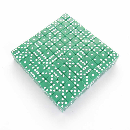 KOP01818 Green Opaque Dice White Pips D6 12mm (1/2in) Bulk Pack of 200 Main Image