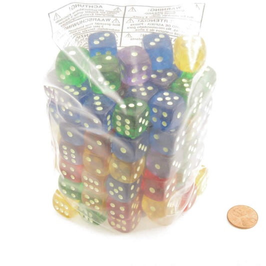 KOP01931 Assorted Colors Glow in Dark Spots Dice D6 16mm (5/8in) Pack of 100 Main Image