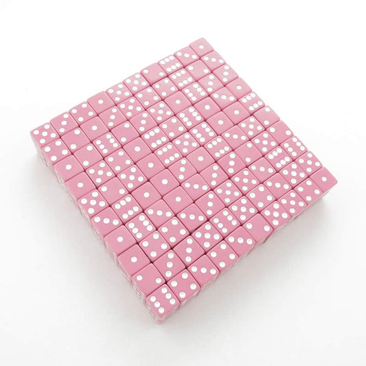 KOP01984 Pink Opaque Dice White Pips D6 16mm (5/8in) Bulk Pack of 200 Main Image