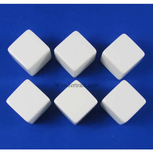 KOP02033 White Blank Opaque Dice D6 16mm (5/8in) Pack of 6 Main Image