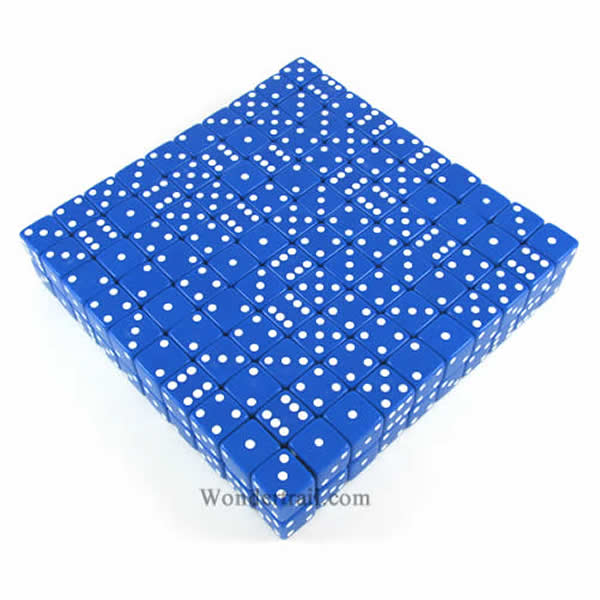 KOP02097 Blue Opaque Dice with White Pips D6 19mm Bulk Pack of 200 Main Image