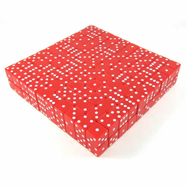 KOP02099 Red Opaque Dice White Pips D6 19mm (3/4in) Bulk Pack of 200 Main Image