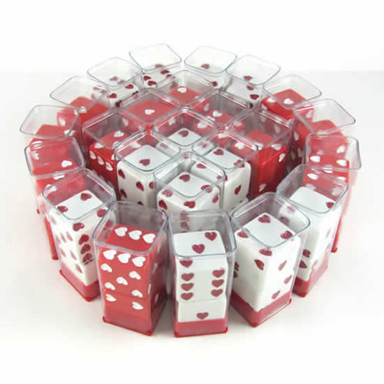 KOP03933 Sweetheart Dice Red White D6 25mm (1in) Pack of 24 pair of Dice Main Image