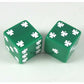 KOP03943 Green Lucky Dice with White Clovers D6 25mm (1in) Pack of 2 Main Image
