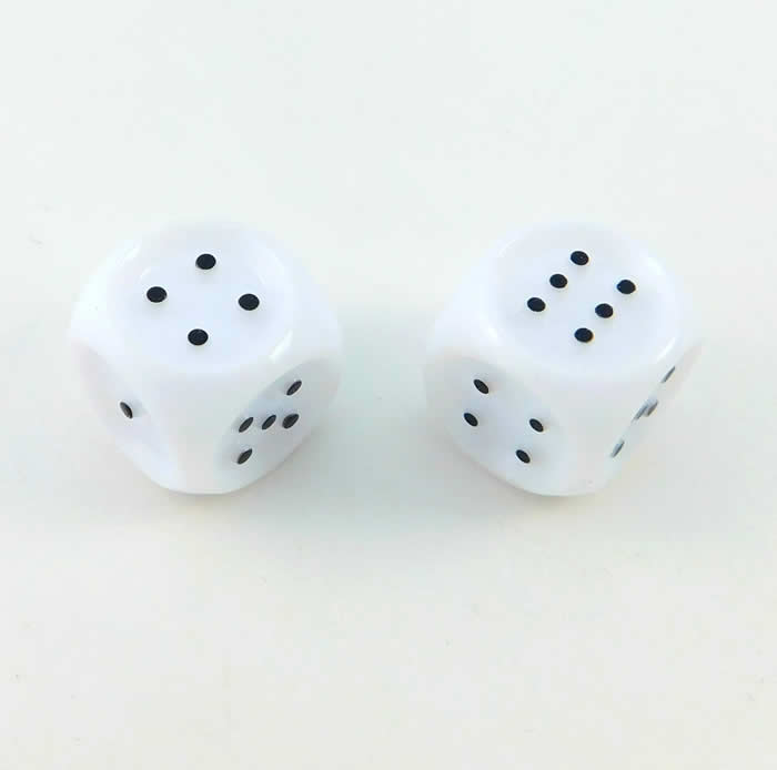 KOP03999 White Tactile Dice Raised Black Pips D6 20mm (25/32in) Pack of 2 2nd Image