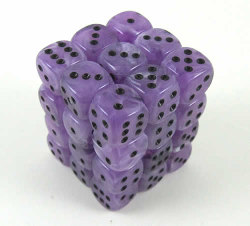 KOP04646 Swirl Ice Purple Dice with Black Pips D6 12mm (1/2in) Pack of 36 Main Image