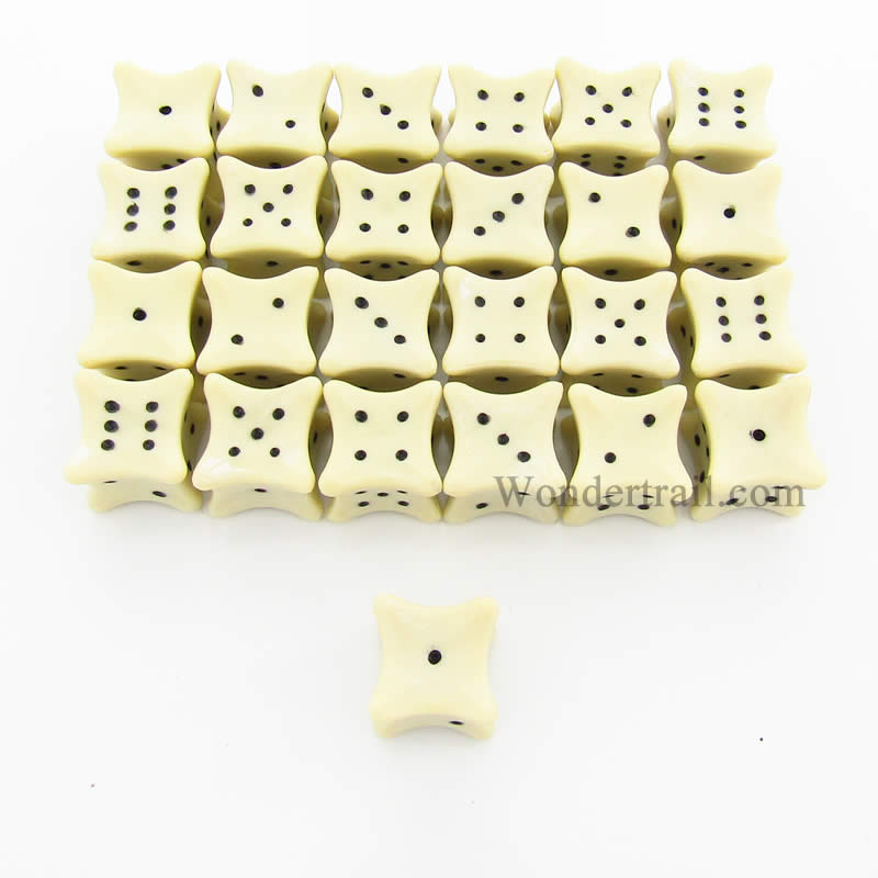 KOP04847 Bone Dice with Black Pips D6 16mm (5/8in) Pack of 25 Main Image