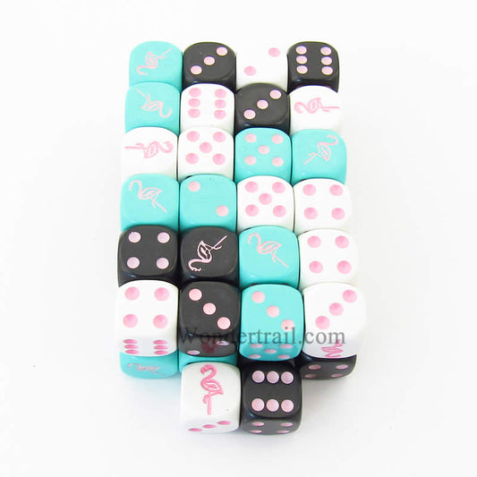 KOP04923 Flamingo Dice Assorted Colors Pink Pips 16mm Bulk Pack of 50 Main Image