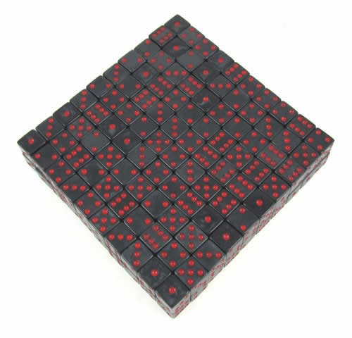 KOP05272 Charcoal Marbleized Dice Red Pips D6 16mm Bulk Pack of 200 Main Image