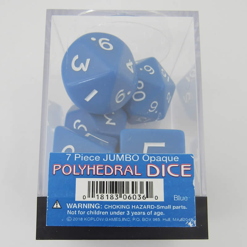 KOP06036 Blue Jumbo Dice with White Numbers D6 24mm (15/16in) Set of 7 2nd Image