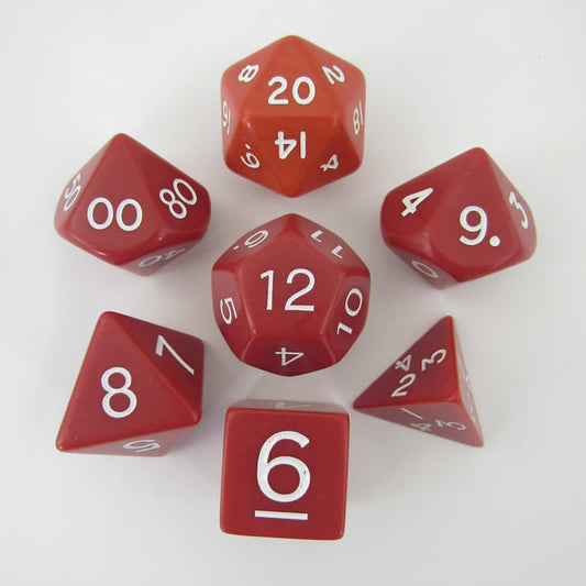 KOP06038 Red Jumbo Dice with White Numbers D6 24mm (15/16in) Set of 7 Main Image