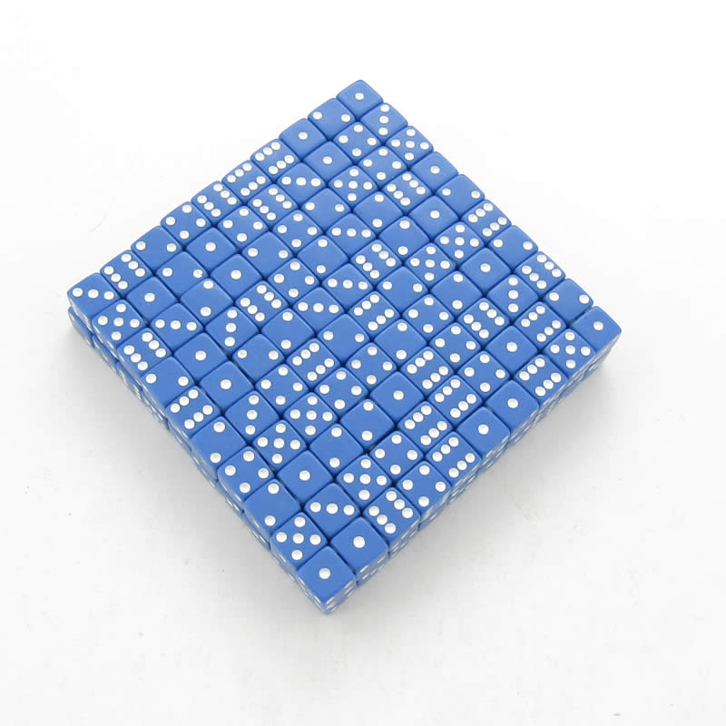 KOP07286 Blue Opaque Dice White Pips D6 8mm (5/16in) Bulk Pack of 200 Main Image