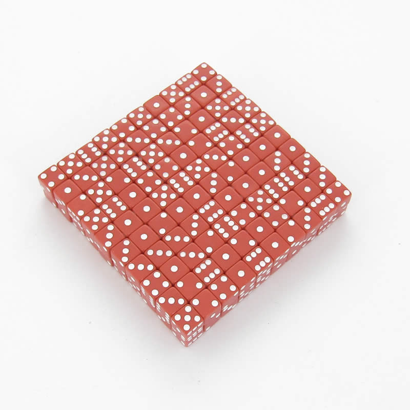 KOP07288 Red Opaque Dice White Pips D6 8mm (5/16in) Bulk Pack of 200 Main Image