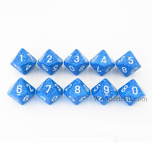 KOP08479 Water Elemental Dice White Numbers D10 16mm Pack of 10 Main Image