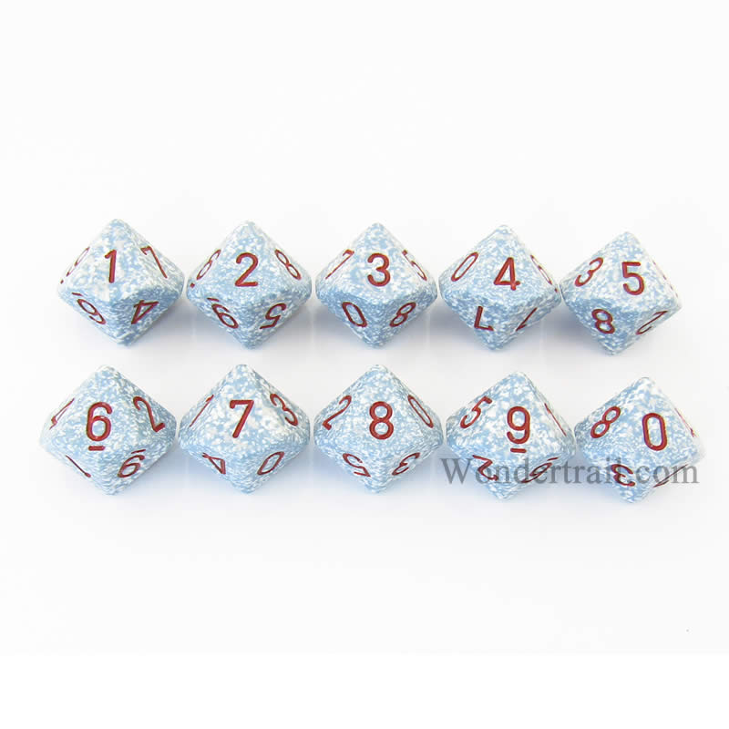 KOP08480 Air Elemental Dice Red Numbers D10 16mm (5/8in) Pack of 10 Main Image