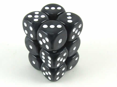 KOP08578 Gray Marbleized Deluxe Dice White Pips D6 16mm Pack of 12 Main Image