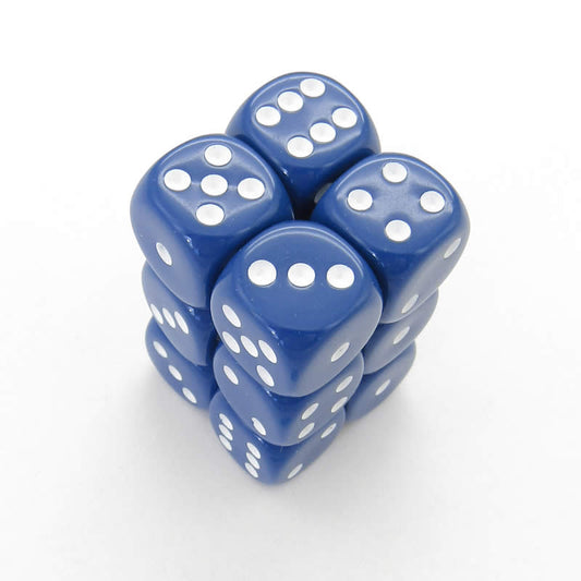 KOP08583 Blue Opaque Deluxe Dice White Pips D6 16mm (5/8in) Pack of 12 Main Image