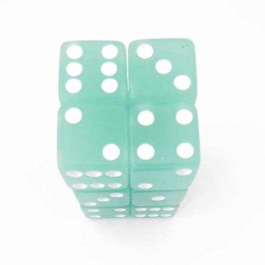 KOP08609 Lime Glow in the Dark Dice White Pips D6 16mm Pack of 12 Main Image