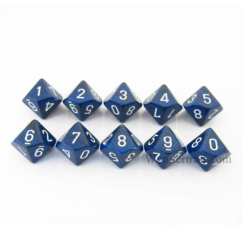 KOP09576 Stealth Elemental Dice White Numbers D10 16mm Pack of 10 Main Image